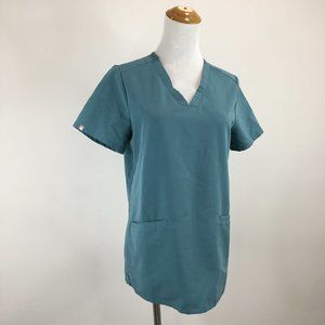 FIGS Dark Harbor Short Sleeve V Neck Medical Scrubs Top Shirt